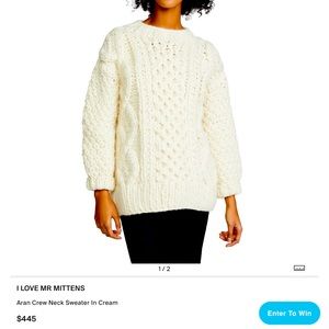I love Mr. Mittens Aran crew neck wool sweater